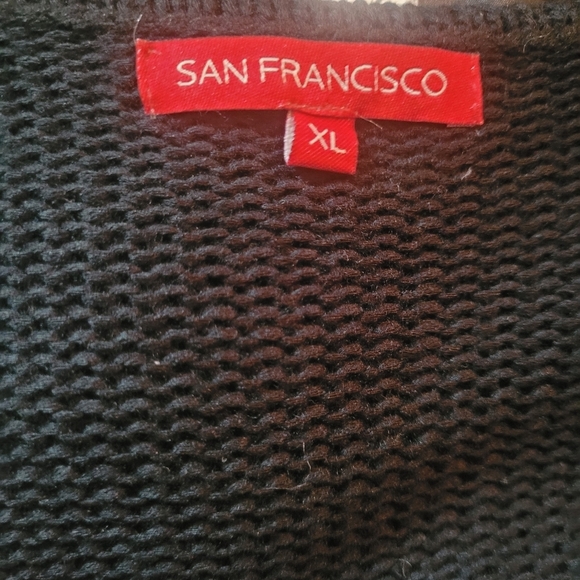 San Francisco Black and White Patterned Knit Cardigan XL - Picture 6 of 6